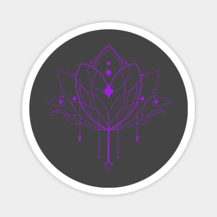 electric delicate purple lotus symmetrical mandala linework with dangling crystals cute gift Magnet